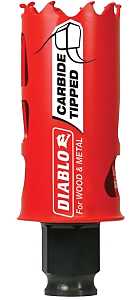 Diablo DHS1250CT GP Hole Saw, 1-1/4 in Dia, 2-3/8 in D Cutting, 3/8 in Arbor, Carbide Cutting Edge