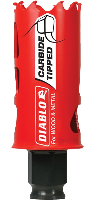 Diablo DHS1250CT GP Hole Saw, 1-1/4 in Dia, 2-3/8 in D Cutting, 3/8 in Arbor, Carbide Cutting Edge