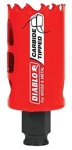 Diablo DHS1500CT GP Hole Saw, 1-1/2 in Dia, 2-3/8 in D Cutting, 3/8 in Arbor, Carbide Cutting Edge, Pack of 2