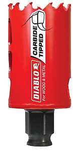 Diablo DHS1625CT GP Hole Saw, 1-5/8 in Dia, 2-3/8 in D Cutting, 3/8 in Arbor, Carbide Cutting Edge, Pack of 2