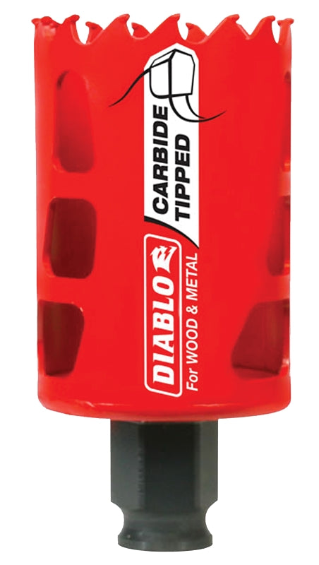 Diablo DHS1750CT GP Hole Saw, 1-3/4 in Dia, 2-3/8 in D Cutting, 3/8 in Arbor, Carbide Cutting Edge, Pack of 2