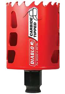 Diablo DHS2250CT GP Hole Saw, 2-1/4 in Dia, 2-3/8 in D Cutting, 3/8 in Arbor, Carbide Cutting Edge, Pack of 2