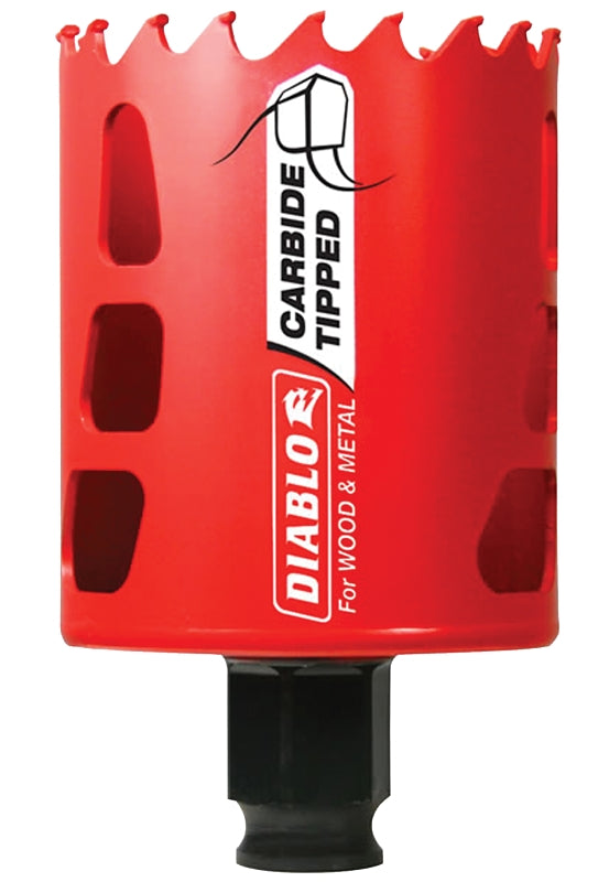 Diablo DHS2250CT GP Hole Saw, 2-1/4 in Dia, 2-3/8 in D Cutting, 3/8 in Arbor, Carbide Cutting Edge, Pack of 2