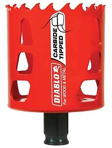 Diablo DHS2500CT GP Hole Saw, 2-1/2 in Dia, 2-3/8 in D Cutting, 3/8 in Arbor, Carbide Cutting Edge, Pack of 2