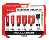 Diablo DHS09SGP Hole Saw Kit, 9-Piece, Bi-Metal