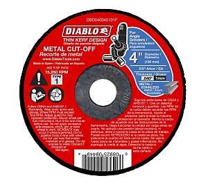 Diablo DBD040040101F Cut-Off Wheel, 4 in Dia, 0.04 in Thick, 5/8 in Arbor, Aluminum Oxide Abrasive