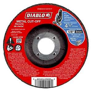 Diablo DBD045125701F Cut-Off Wheel, 4-1/2 in Dia, 1/8 in Thick, 7/8 in Arbor, Aluminum Oxide Abrasive