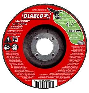 Diablo DBD045250701C Grinding Wheel, 4-1/2 in Dia, 1/4 in Thick, 7/8 in Arbor, Aluminum Oxide Abrasive