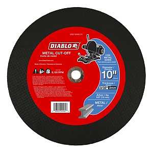 Diablo DBD100093L01F Cut-Off Disc, 10 in Dia, 3/32 in Thick, 5/8 in Arbor, Aluminum Oxide Abrasive