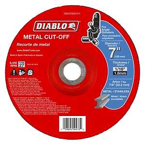 Diablo DBD070063701F Cut-Off Wheel, 7 in Dia, 1/16 in Thick, 7/8 in Arbor, Aluminum Oxide Abrasive