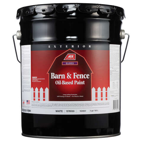 Ace Gloss White Oil-Based Barn and Fence Paint Exterior 5 gal