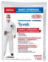 Trimaco 14121 Professional Painter's Coveralls, M, Zipper Closure, Tyvek, White