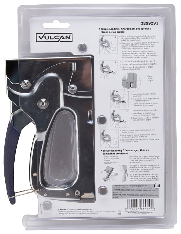 Vulcan JY565A Staple Gun, 85 Crown Staples Magazine, Flat Wire Staples Staple, 10.6, 11.5, 12.3, 12.7 mm W Crown, Silver