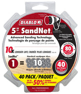 Diablo DND050080H40I Sanding Disc, 5 in Dia, 80 Grit, Coarse, Aluminum Oxide Abrasive, Universal