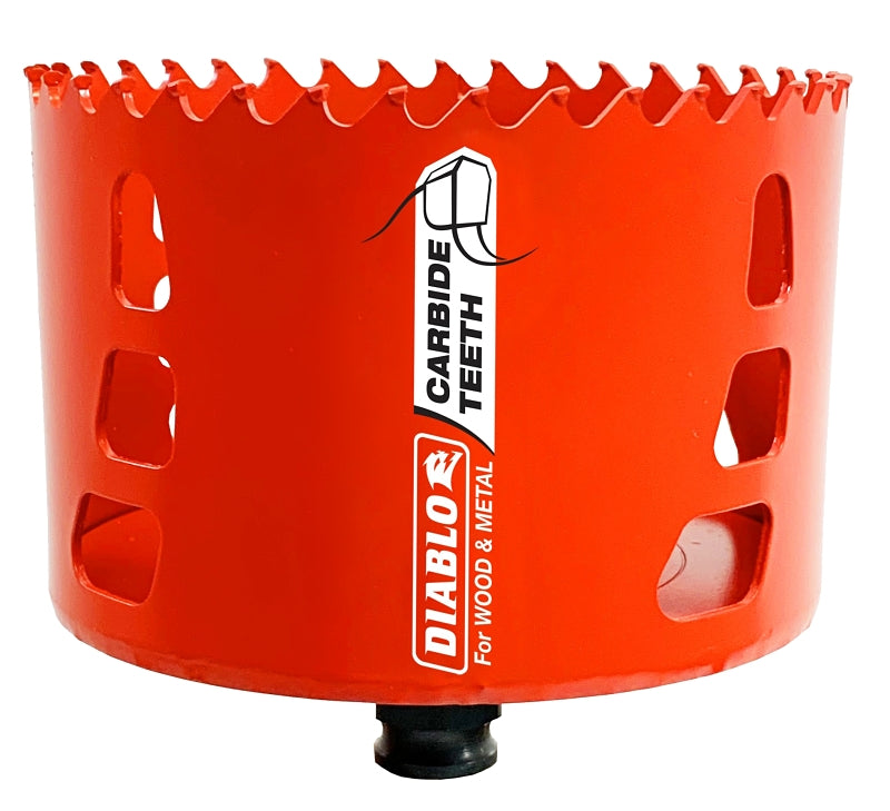 Diablo DHS4000CT Hole Saw, 4 in Dia, 64 mm D Cutting, Carbide Cutting Edge