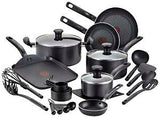 T-fal B207SK64 Cookware Set, Aluminum, Black, 20-Piece