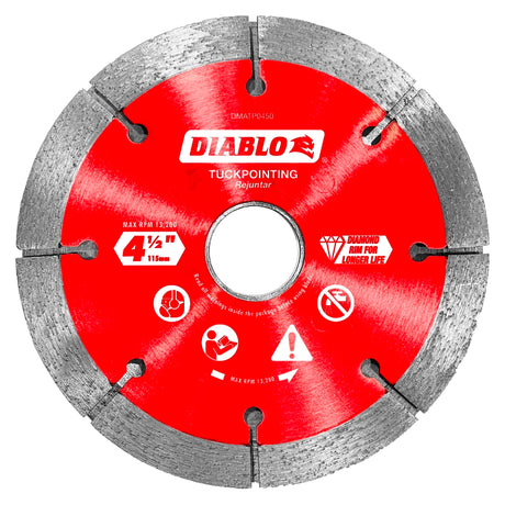 Diablo DMATP0450 Saw Blade, Tuck Point Blade, 4-1/2 in Dia, Segmented Rim