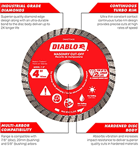 Diablo DMADS0600 Saw Blade, Cut-Off Disc Blade, 6 in Dia, Segmented Rim