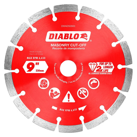 Diablo DMADS0900 Saw Blade, Cut-Off Disc Blade, 9 in Dia, Segmented Rim