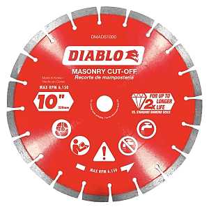 Diablo DMADS1000 Saw Blade, Cut-Off Disc Blade, 10 in Dia, Segmented Rim