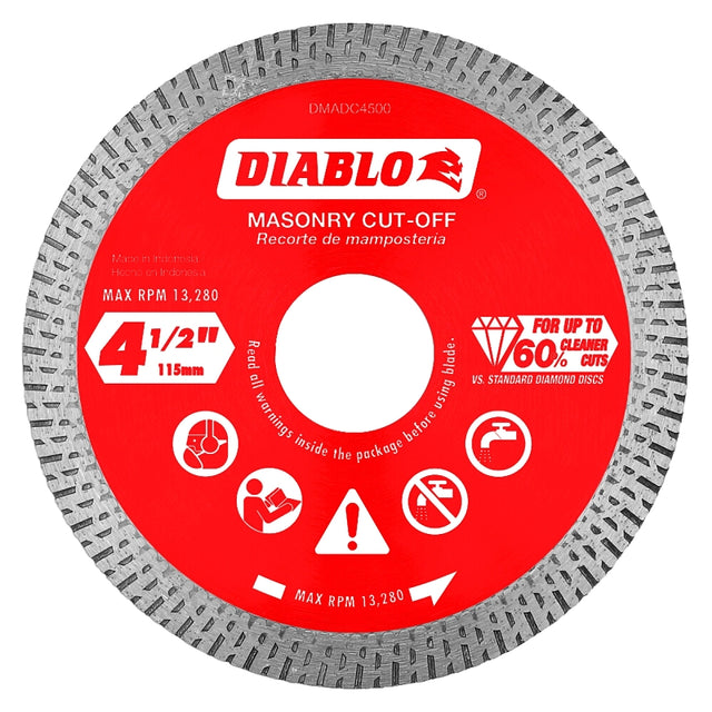 Diablo DMADC0450 Saw Blade, 4-1/2 in Dia, Continuous Rim