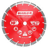 Diablo DMADST1000 Saw Blade, Turbo Cut-Off Disc Blade, 10 in Dia, Segmented Rim