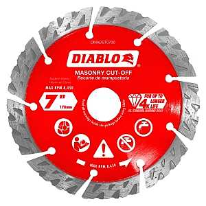 Diablo DMADST0700 Saw Blade, Turbo Cut-Off Disc Blade, 7 in Dia, Segmented Rim