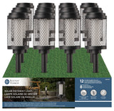 Boston Harbor 27098 Solar Pathway Light, Ni-MH Battery, AA Battery, 12-Lamp, LED Lamp, Metal/Plastic Fixture, Black, Pack of 12