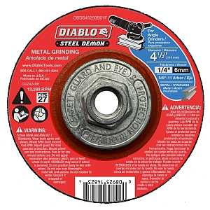 Diablo Steel Demon DBDS45250B01F Metal Grinding Disc, 4-1/2 in Dia, 1/4 in Thick, 5/8-11 Arbor, Ceramic Abrasive