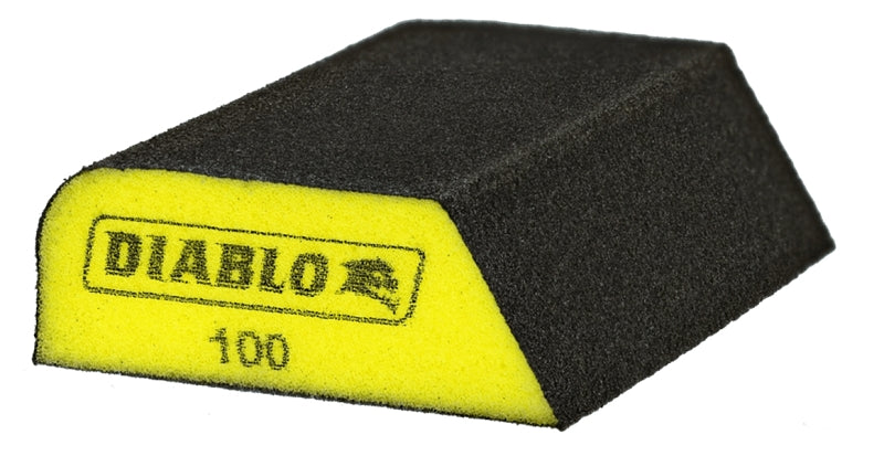 Diablo ENDURA-BOND DFBCOMBFIN01G Dual Edge Sanding Block, 4 in L, 2-1/2 in W, 100 Grit, Fine