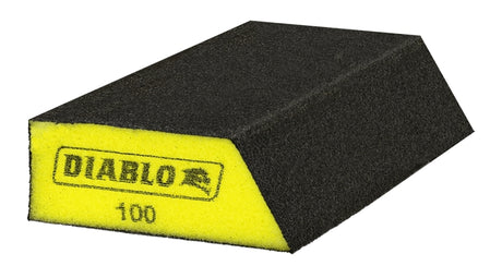 Diablo DFBLANGFIN01G Sanding Sponge, 5 in L, 3 in W, 100 Grit, Fine, Aluminum Oxide Abrasive, 1/PK