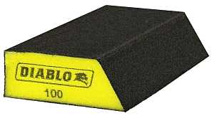 Diablo DFBLANGFIN04G Sanding Sponge, 5 in L, 3 in W, 100 Grit, Fine, Aluminum Oxide Abrasive, 4/PK