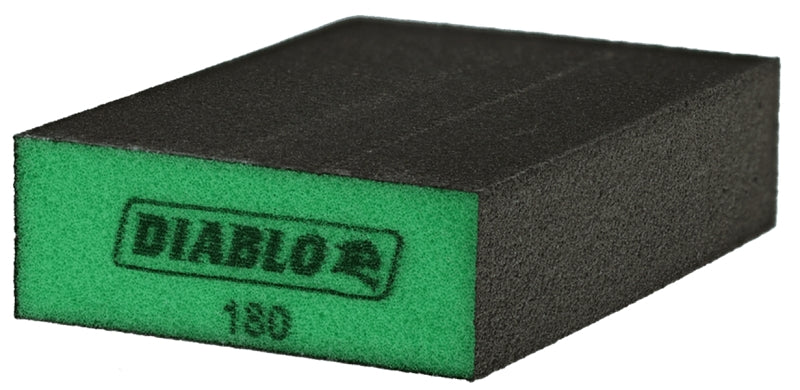 Diablo DFBLBLOSFN04G Sanding Sponge, 5 in L, 3 in W, 180 Grit, Ultra Fine, Aluminum Oxide Abrasive, 4/PK