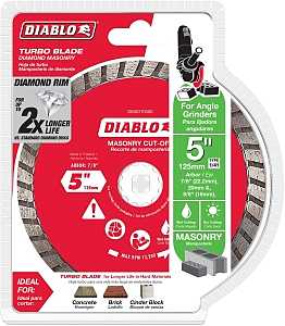 Diablo DMADT0500 Cut-Off Disc, 5 in Dia, 7/8, 5/8 in Arbor, Diamond Cutting Edge, Turbo Rim