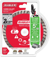 Diablo DMADT0500 Cut-Off Disc, 5 in Dia, 7/8, 5/8 in Arbor, Diamond Cutting Edge, Turbo Rim