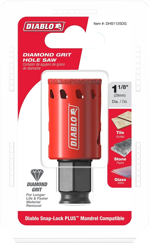 Diablo DHS1125DG Diamond Grit Hole Saw, 1-1/8 in Dia