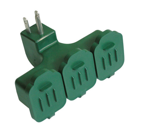 PowerZone ORAD25001 Power Block Adapter, 125 V, 3-Outlet, NEMA: NEMA 5-15P, Green