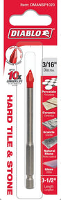 Diablo DMANSP1020 Drill Bit, 3/16 in Dia, 3-1/2 in OAL, Hex Shank