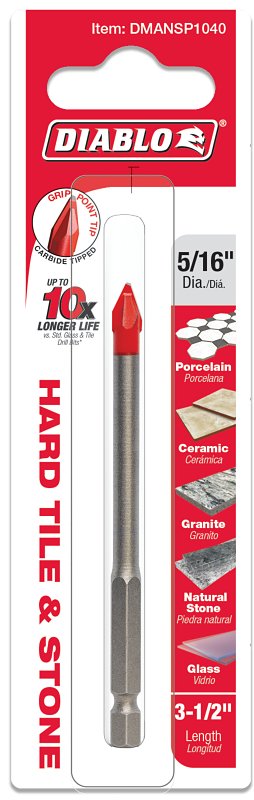 Diablo DMANSP1040 Drill Bit, 5/16 in Dia, 3-1/2 in OAL, Hex Shank