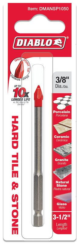 Diablo DMANSP1050 Drill Bit, 3/8 in Dia, 3-1/2 in OAL, Hex Shank