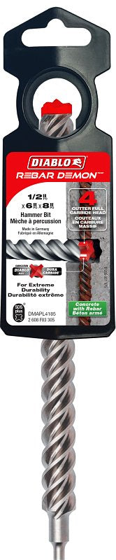 Diablo Demon DMAPL4185 Drill Bit, 1/2 in Dia, 8 in OAL, SDS-Plus Shank