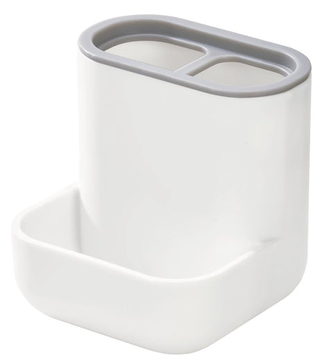 iDESIGN 28552 Toothbrush Holder, Plastic, Gray/White, Pack of 2