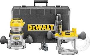 DEWALT DW618PK Fixed Base Router Combination Kit, 12 A, 8000 to 24,000 rpm Load Speed, 2-1/2 in Max Stroke