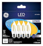 GE 93129342 Decorative LED Light Bulb, Bent Tip, CA11 Lamp, 60 W Equivalent, E26/24 Medium Lamp Base, Dimmable, Clear