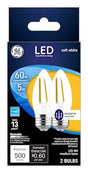 GE 93129349 Decorative LED Light Bulb, Blunt Tip, BM Lamp, 60 W Equivalent, E26/24 Medium Lamp Base, Yes, Clear