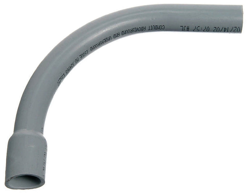 Carlon UA9DJB-UPC Elbow, 2 in Trade Size, 90 deg Angle, SCH 80 Schedule Rating, PVC, 24 in L Radius, Bell End, Gray