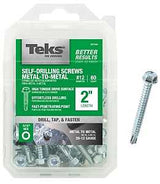 Teks 21348 Screw, #12 Thread, 2 in L, Coarse Thread, Hex Drive, Self-Drilling, Self-Tapping Point, Steel, Zinc