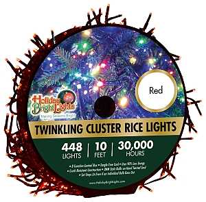 Holiday Bright Lights LED-3MCR448-GRD Cluster Rice Light Set, 448-Lamp, LED Lamp, Red Light, 30,000 hr Average Life