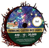Holiday Bright Lights LED-3MCR448-GRD Cluster Rice Light Set, 448-Lamp, LED Lamp, Red Light, 30,000 hr Average Life