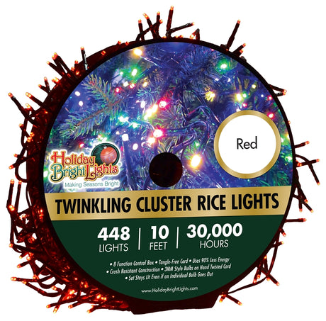 Holiday Bright Lights LED-3MCR448-GRD Cluster Rice Light Set, 448-Lamp, LED Lamp, Red Light, 30,000 hr Average Life
